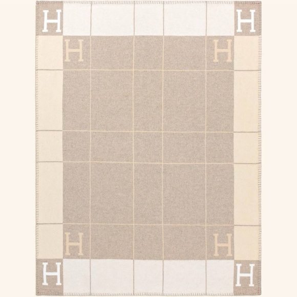 NEW Hermes Avalon III Blanket Coco Camomile Wool and Cashmere Blend - Picture 2 of 10